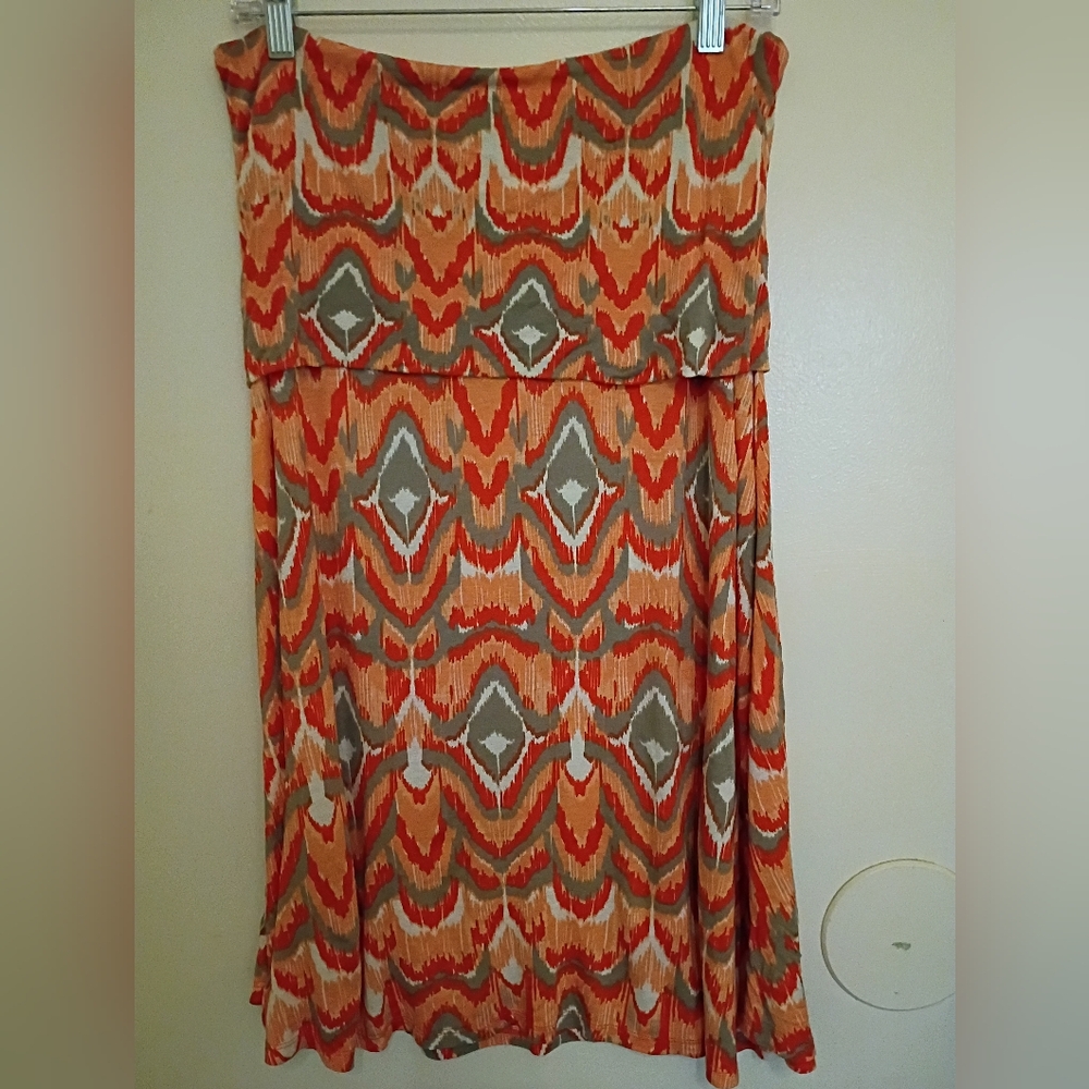 INC‎ International Concepts Women's Colorful Fold Down Midi Skirt Sz L